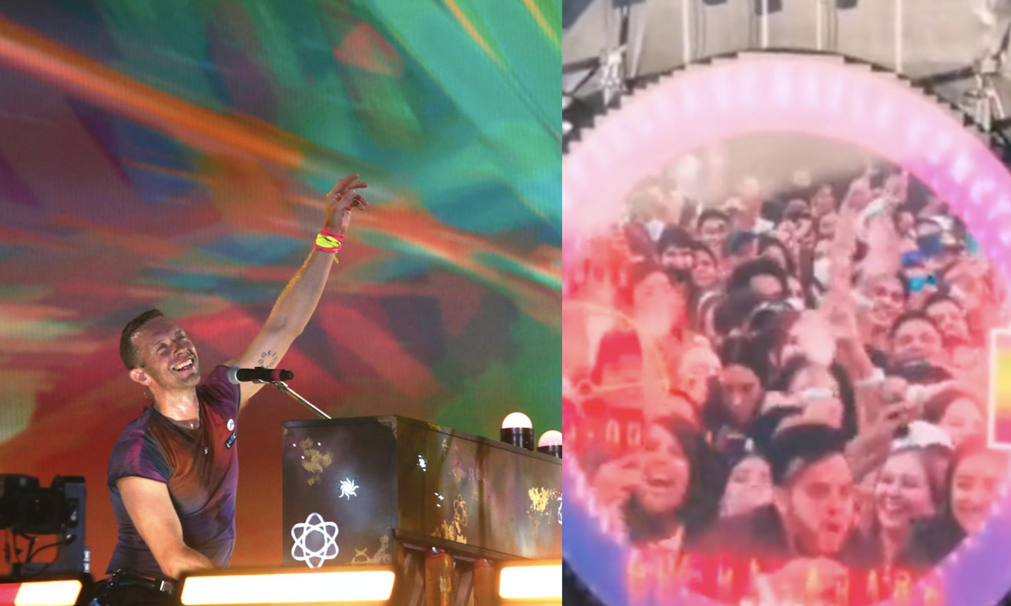 Se viraliza video de un fan ahogándose con una pizza en el concierto de Coldplay